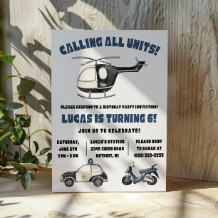 Calling all Units! Police themed Birthday Party Invitation