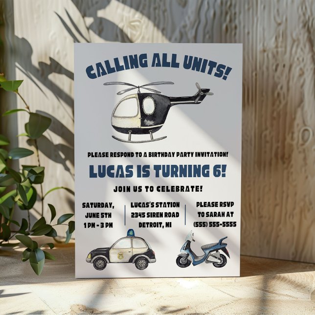 Calling all Units! Police themed Birthday Party Invitation (Creator Uploaded)