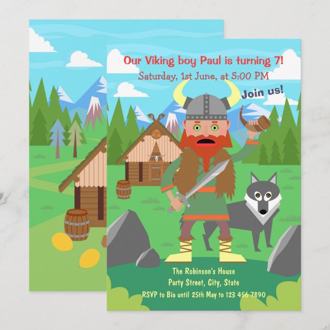 Calling all Viking kids for a Birthday Party  Invitation (Front/Back)