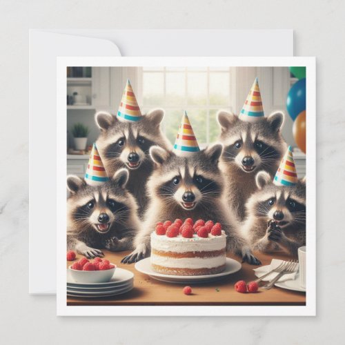 Calling all wild creatures Raccoon birthday  Invitation