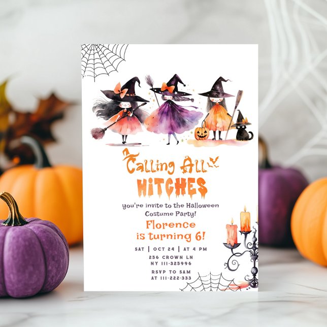 Calling all witches cute Halloween costume party Invitation (Creator Uploaded)