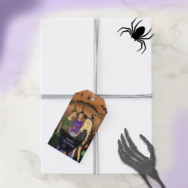 Calling All Witches Halloween Birthday  Gift Tags (Calling All Witches Halloween Birthday Gift Tags)