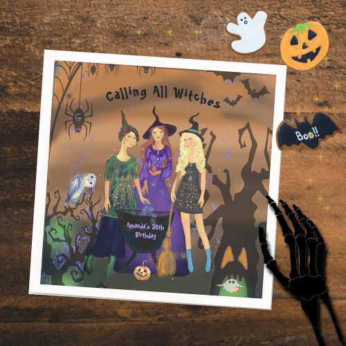 Calling All Witches Halloween Birthday  Napkins