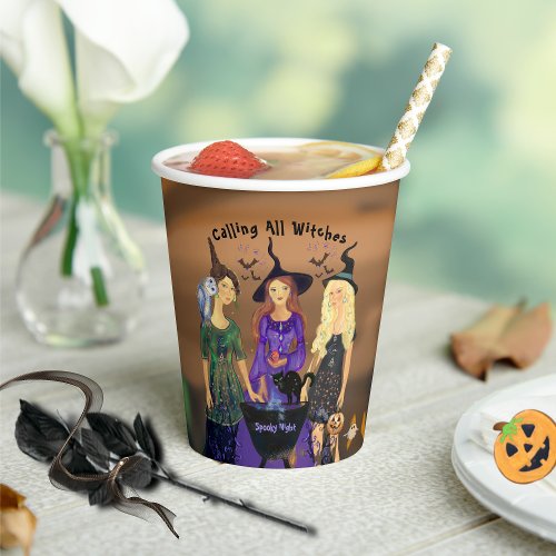 Calling All Witches Halloween Birthday Party  Paper Cups