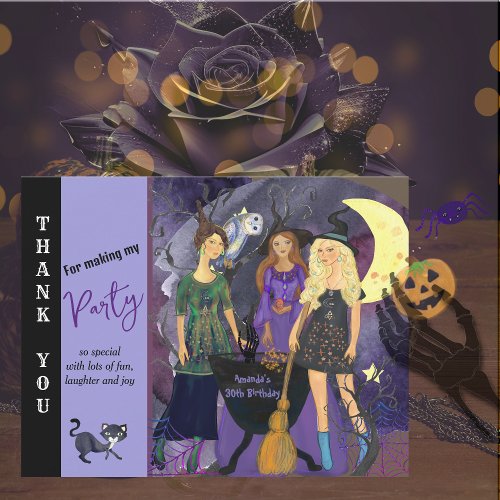 Calling All Witches Halloween Birthday  Thank You Card