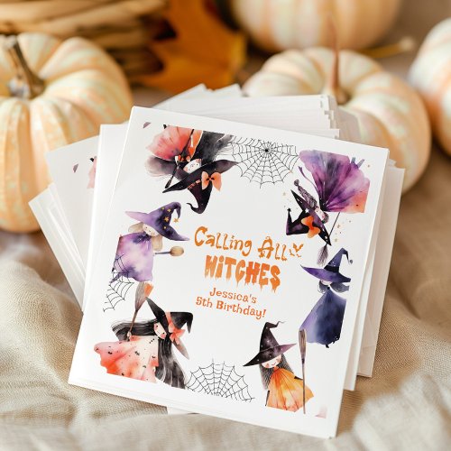 Calling all witches Halloween Costume party Napkins