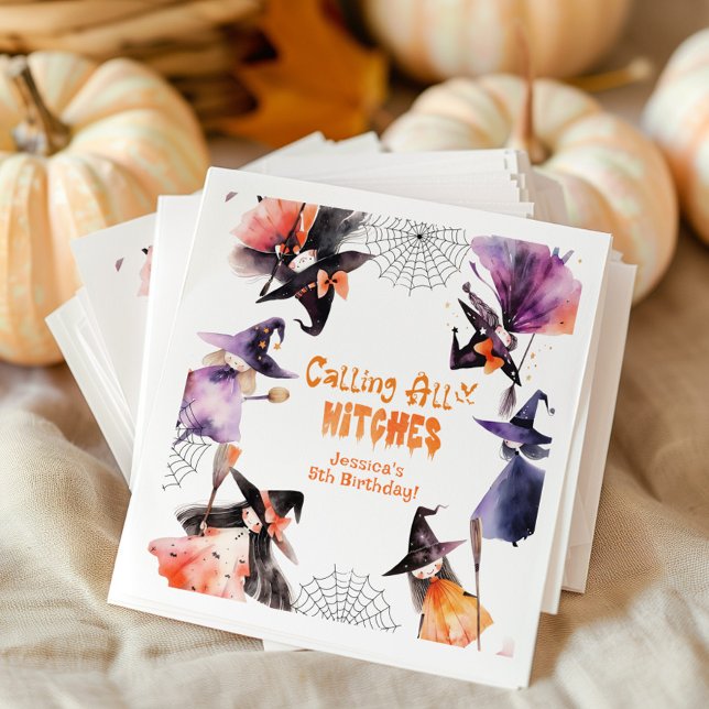Calling all witches Halloween Costume party Napkins (Creator Uploaded)