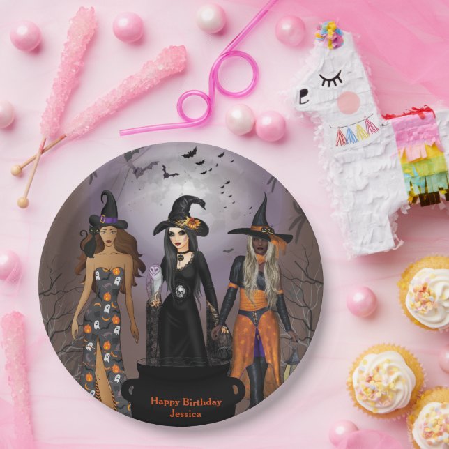 Calling All Witches Halloween Party 30Th Birthday Paper Plates (Party)