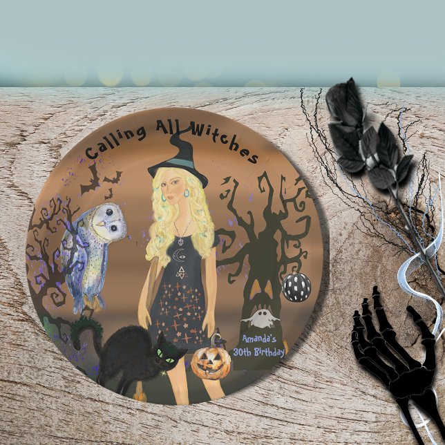 Calling All Witches Halloween Party Birthday  Paper Plates (Calling All Witches Halloween Party Birthday Paper Plates)