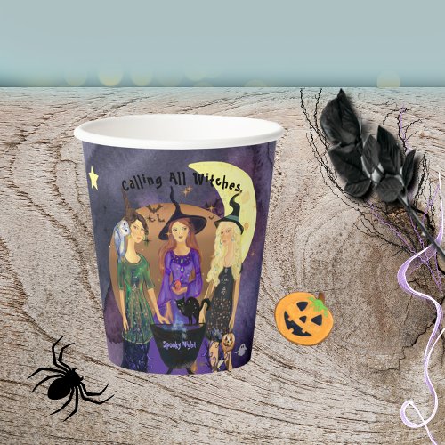 Calling All Witches Halloween Purple  Paper Cups