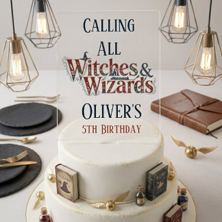 Calling All Witches & Wizards Story Book Birthday Cake Topper
