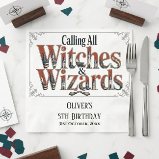 Calling All Witches & Wizards Story Book Birthday Napkins