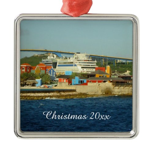 Calling at Curacao Dated Metal Ornament