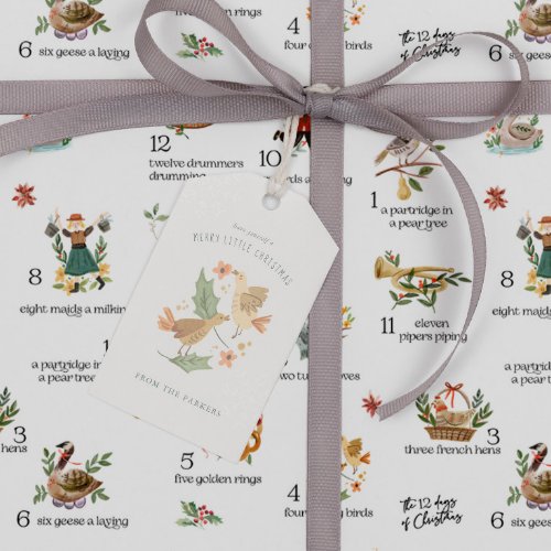 Calling Birds  12 Day of Christmas Holiday Gift Tags