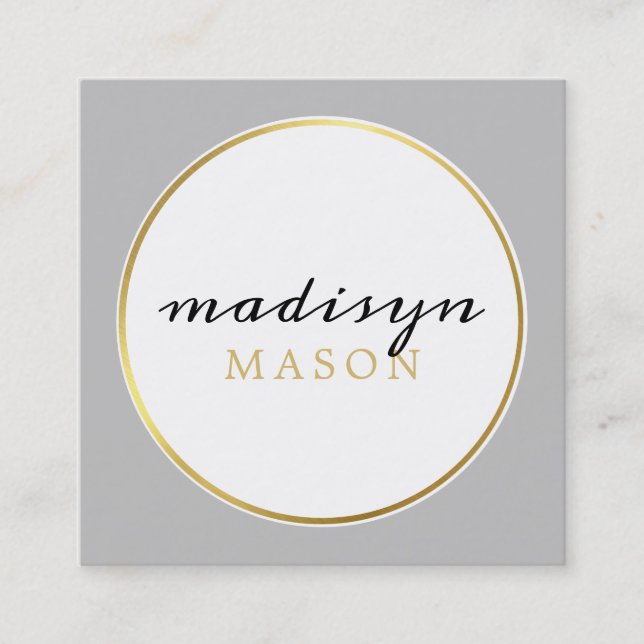 CALLING CARD circle border black gold pale gray (Front)