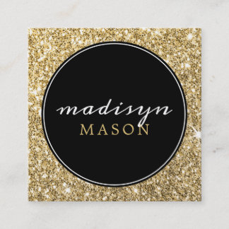 CALLING CARD circle border chic black gold glitter