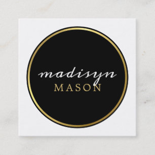 CALLING CARD circle border chic black white gold