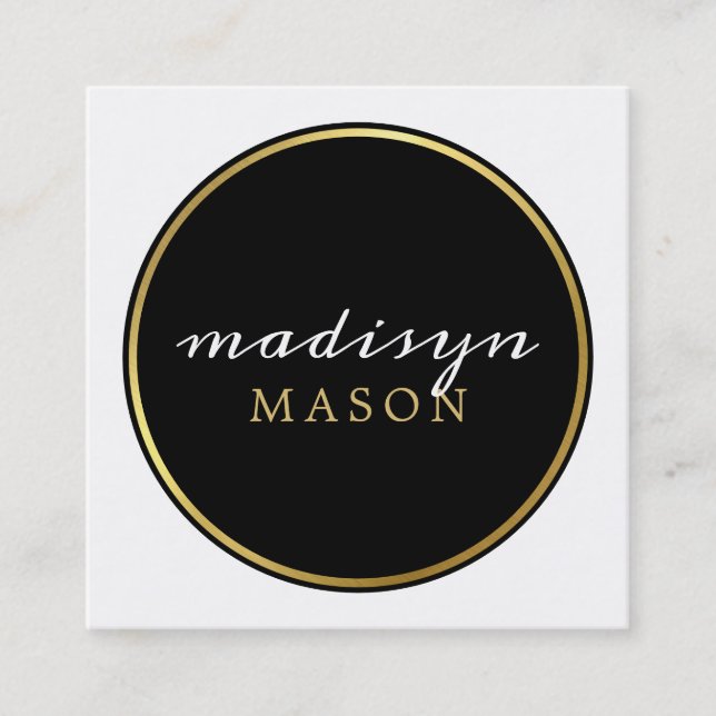 CALLING CARD circle border chic black white gold (Front)