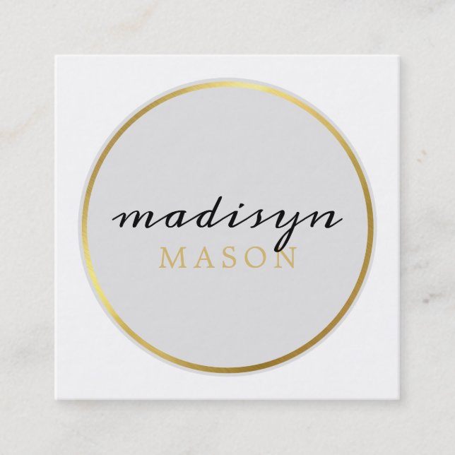 CALLING CARD circle border chic pale gray gold (Front)