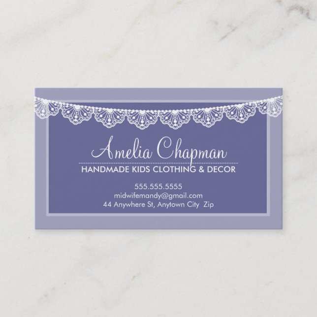 CALLING CARD cute creative lace bunting mauve (Front)