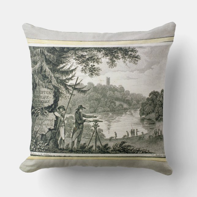 Calling card of Humphrey Repton, engraved by Thoma Throw Pillow (Front)