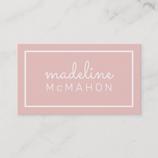 CALLING CARD preppy modern chic blush pink (Front)