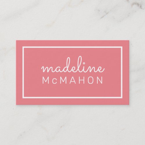 CALLING CARD preppy modern chic minimal coral pink