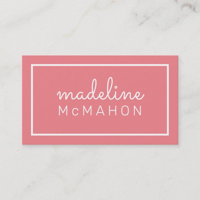 CALLING CARD preppy modern chic minimal coral pink (Front)