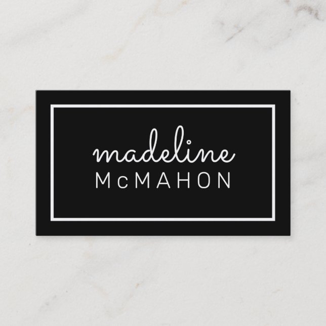 CALLING CARD preppy modern chic simple black white (Front)