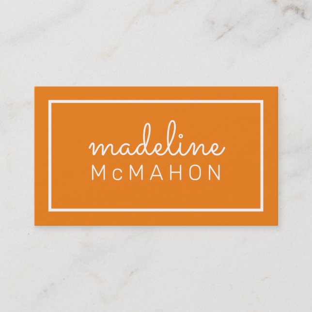 CALLING CARD preppy modern chic simple bold orange (Front)