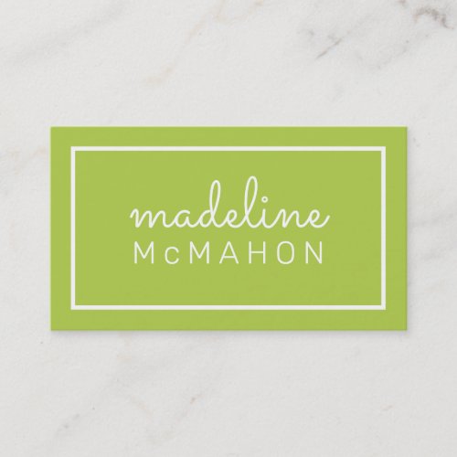 CALLING CARD preppy modern chic simple lime green