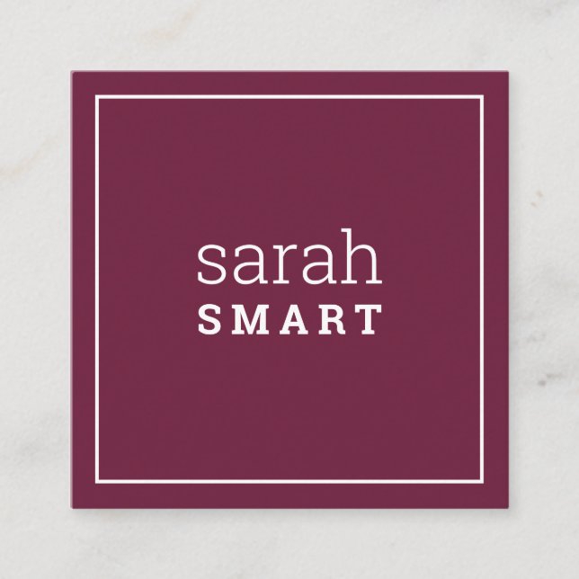 CALLING CARD square edgey modern burgundy dark red (Front)