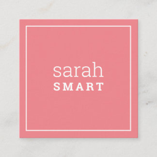 CALLING CARD square edgey modern coral pink white