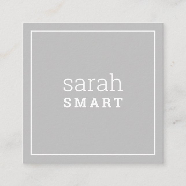 CALLING CARD square edgey modern grey gray silver (Front)
