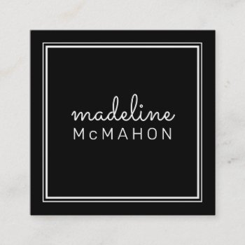 Calling Card Square Preppy Modern Bold Black by edgeplus at Zazzle