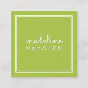 Calling Card Square Preppy Modern Bold Lime Green by edgeplus at Zazzle