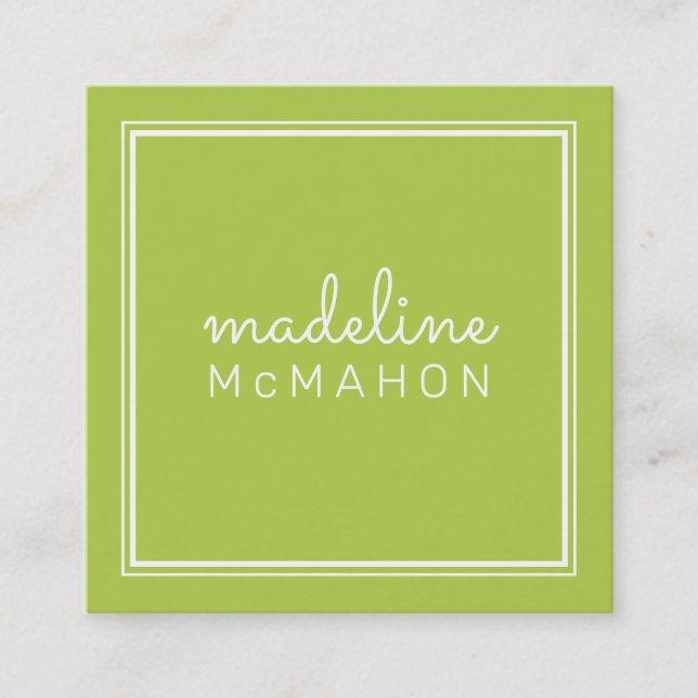 CALLING CARD square preppy modern bold lime green (Front)