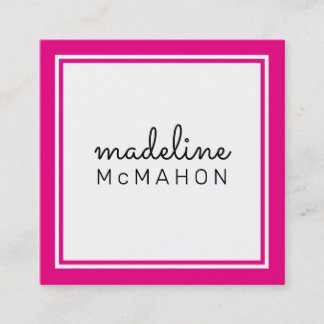 CALLING CARD square preppy modern hollywood pink