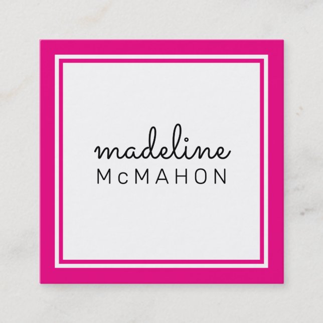CALLING CARD square preppy modern hollywood pink (Front)