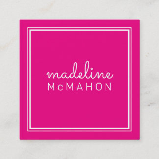 CALLING CARD square preppy modern hollywood pink