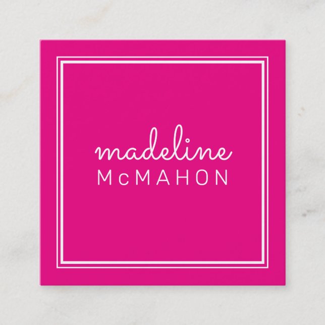 CALLING CARD square preppy modern hollywood pink (Front)