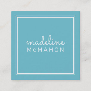 CALLING CARD square preppy modern turquoise blue