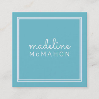 CALLING CARD square preppy modern turquoise blue