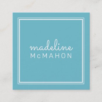 Calling Card Square Preppy Modern Turquoise Blue by edgeplus at Zazzle