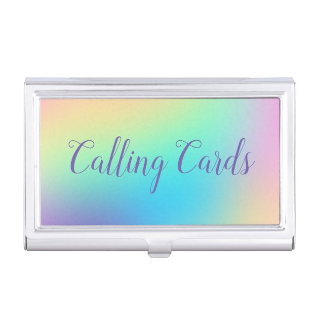 "Calling Cards" Soft Prismatic Pastel Gradient Business Card Case (Front)