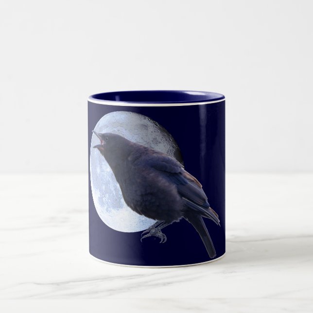 Calling Crow & Full Moon Wildlife Lover Mug (Center)