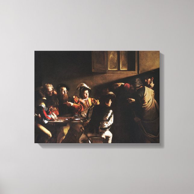 Calling Of Saint Matthew By Caravaggio Canvas Print (Front)