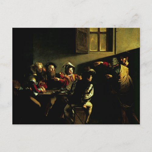Calling of St Matthew by Caravaggio Postcard