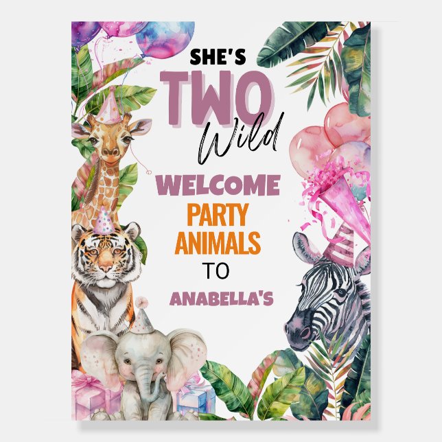 Calling Party Animals Safari Birthday Welcome sign (Front)