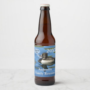 Calling the Flock Humorous Duck Family Reunion Beer Bottle Label